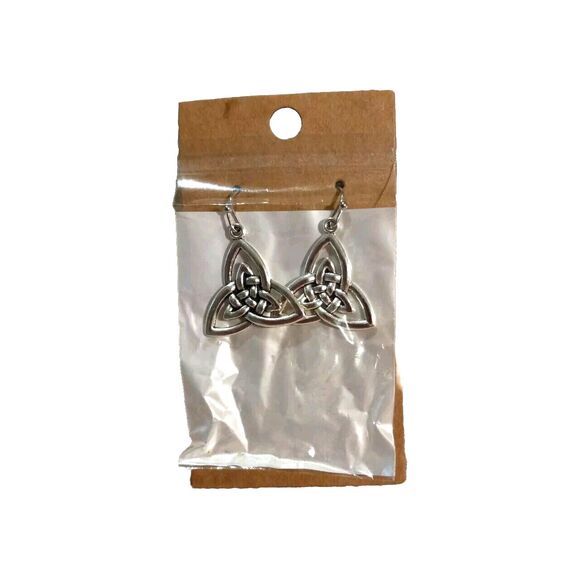 Silver Look Metal Earrings Celtic Old World Boho - Picture 4 of 4